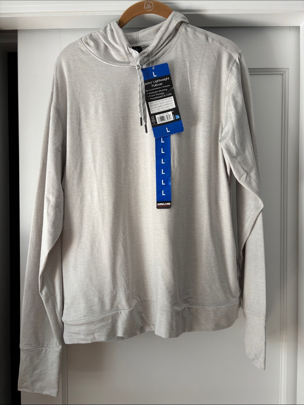 Kirkland Signature Lightweight Hooded Pullover - Light Gray
